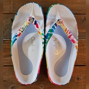 Cheeks Health Sandals by Tony Little Rainbow Splash Color Size 7M